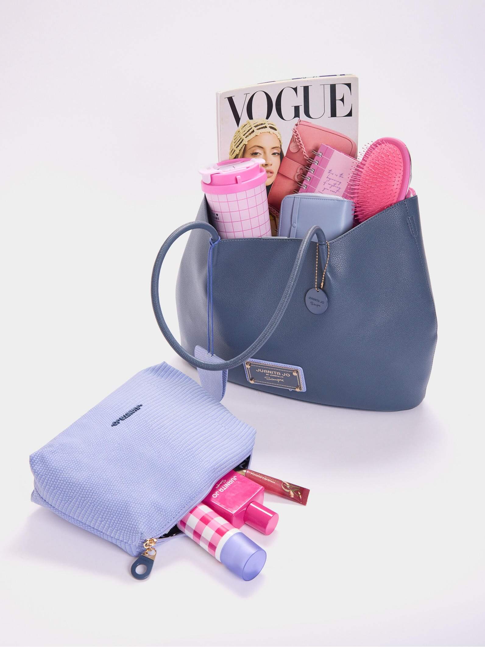 Cartera Shopper Azul Grande Alma