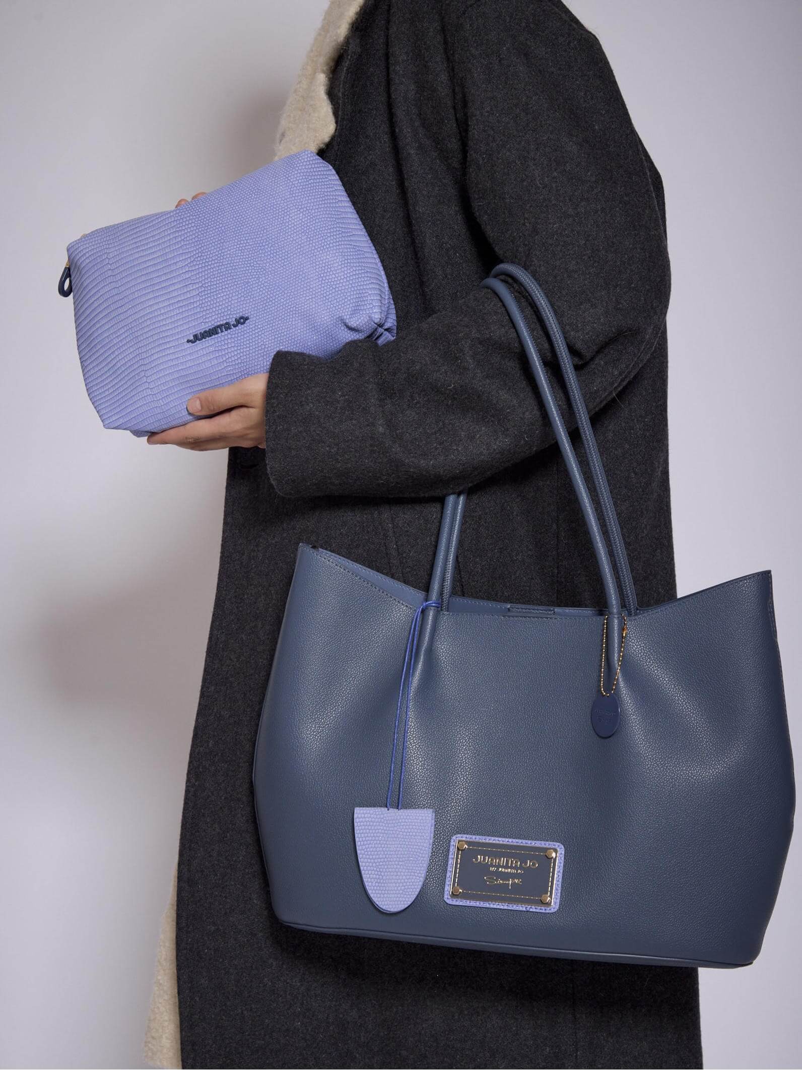 Cartera Shopper Azul Grande Alma