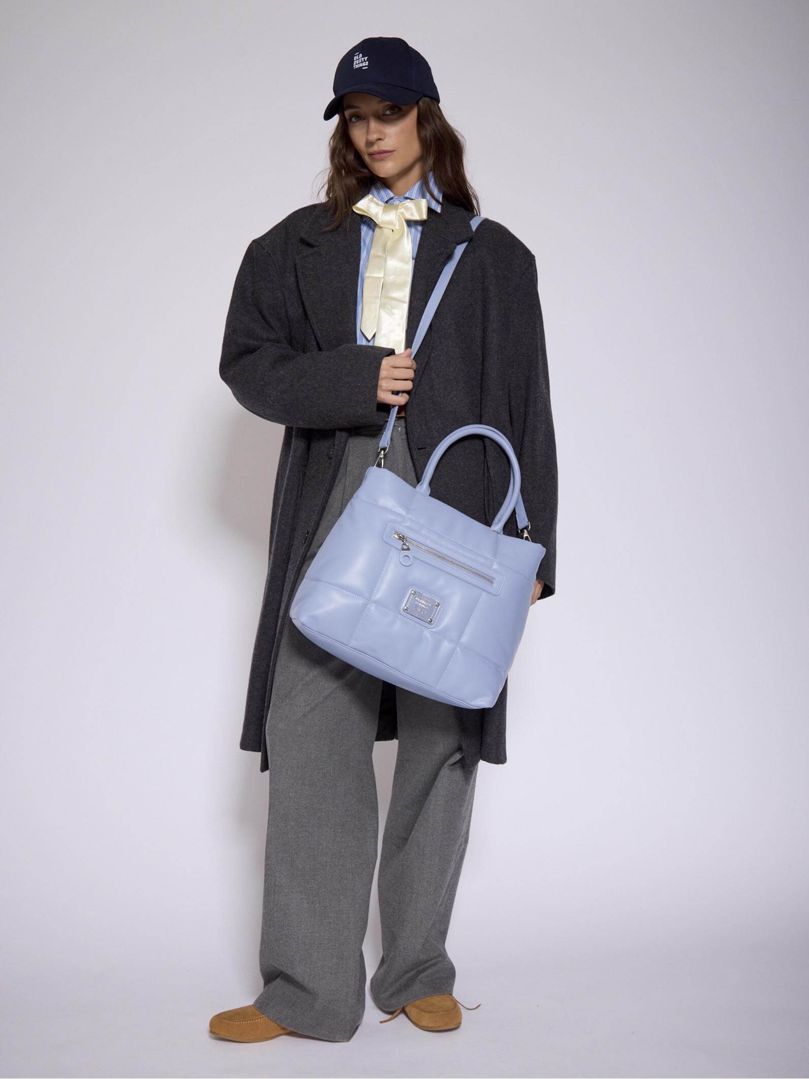 Cartera Mediana Celeste Puffer