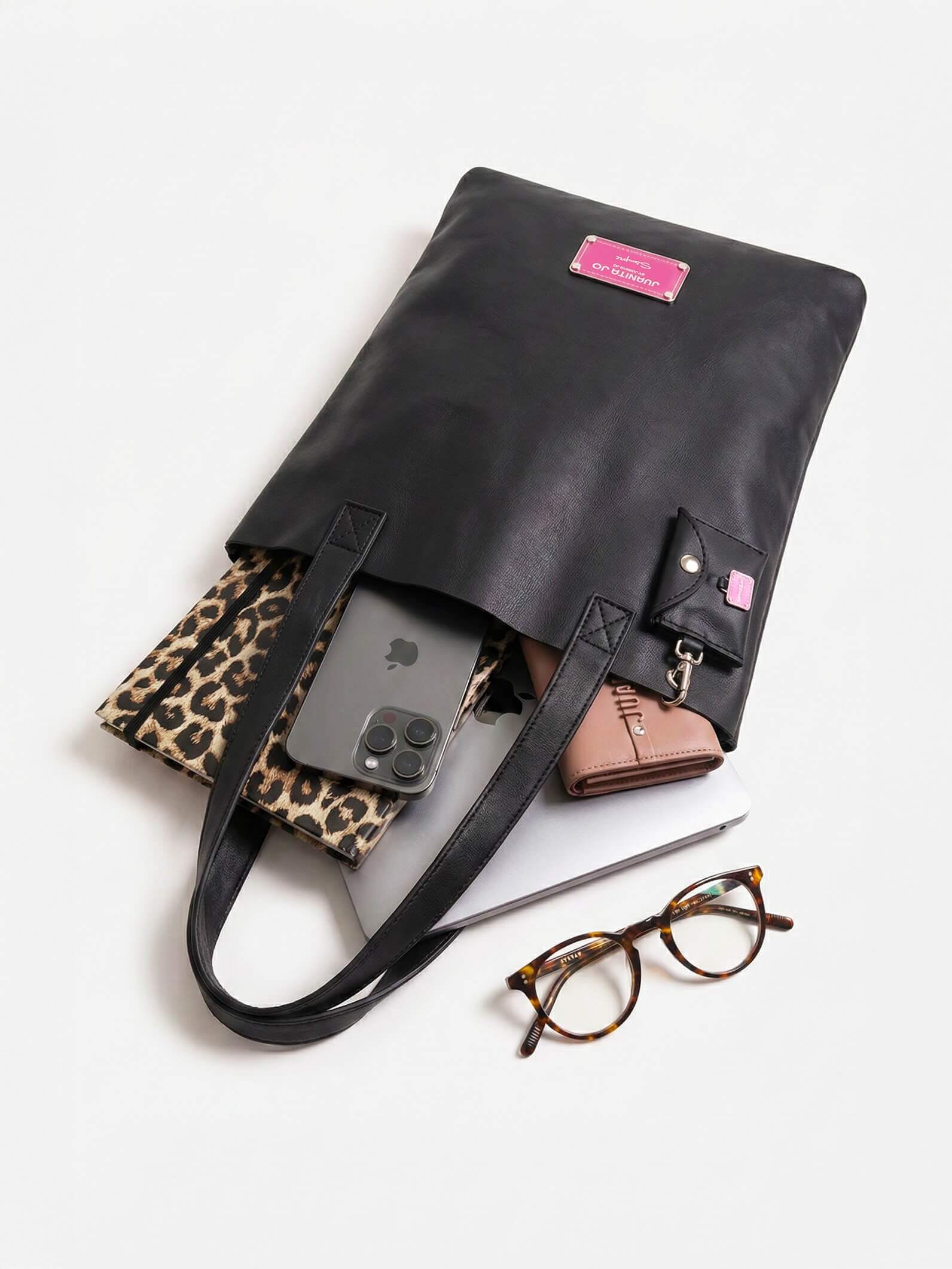 Tote Bag Negra de Cuero Génova