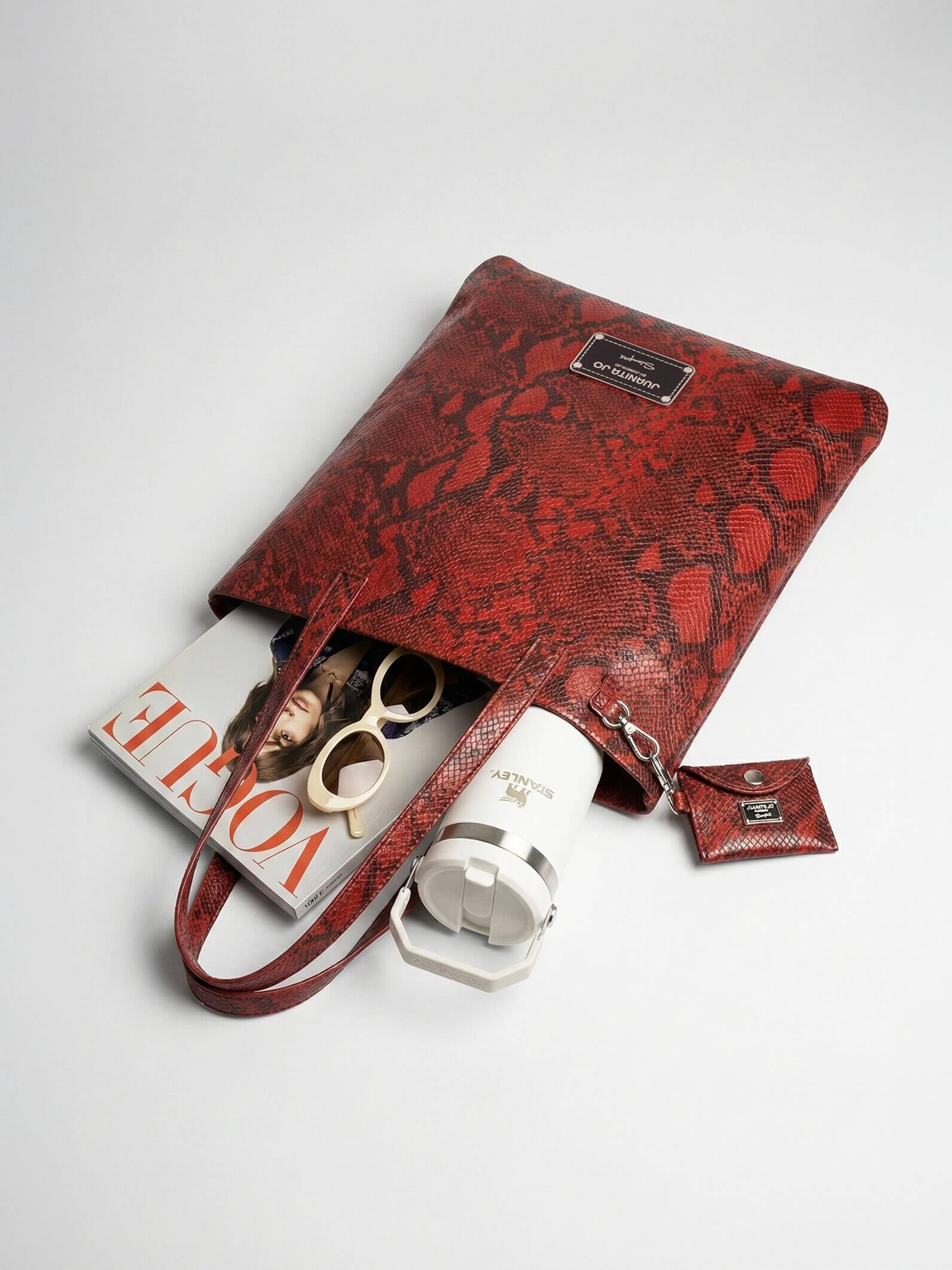 Tote Bag Roja de Cuero Génova