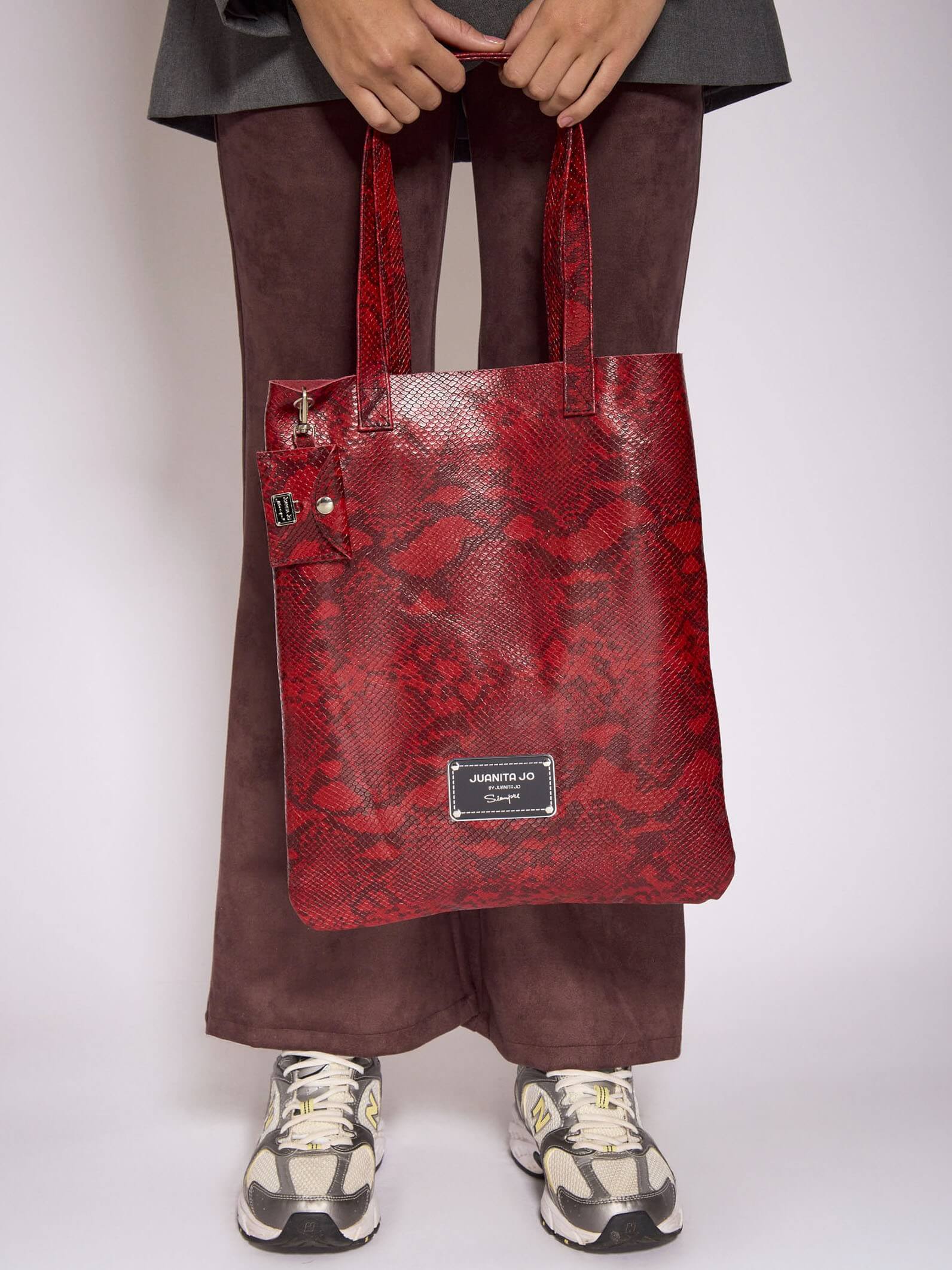Tote Bag Roja de Cuero Génova