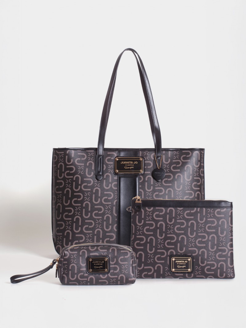 Set Monogram x 3: Cartera Shopper + Sobre de mano + Neceser