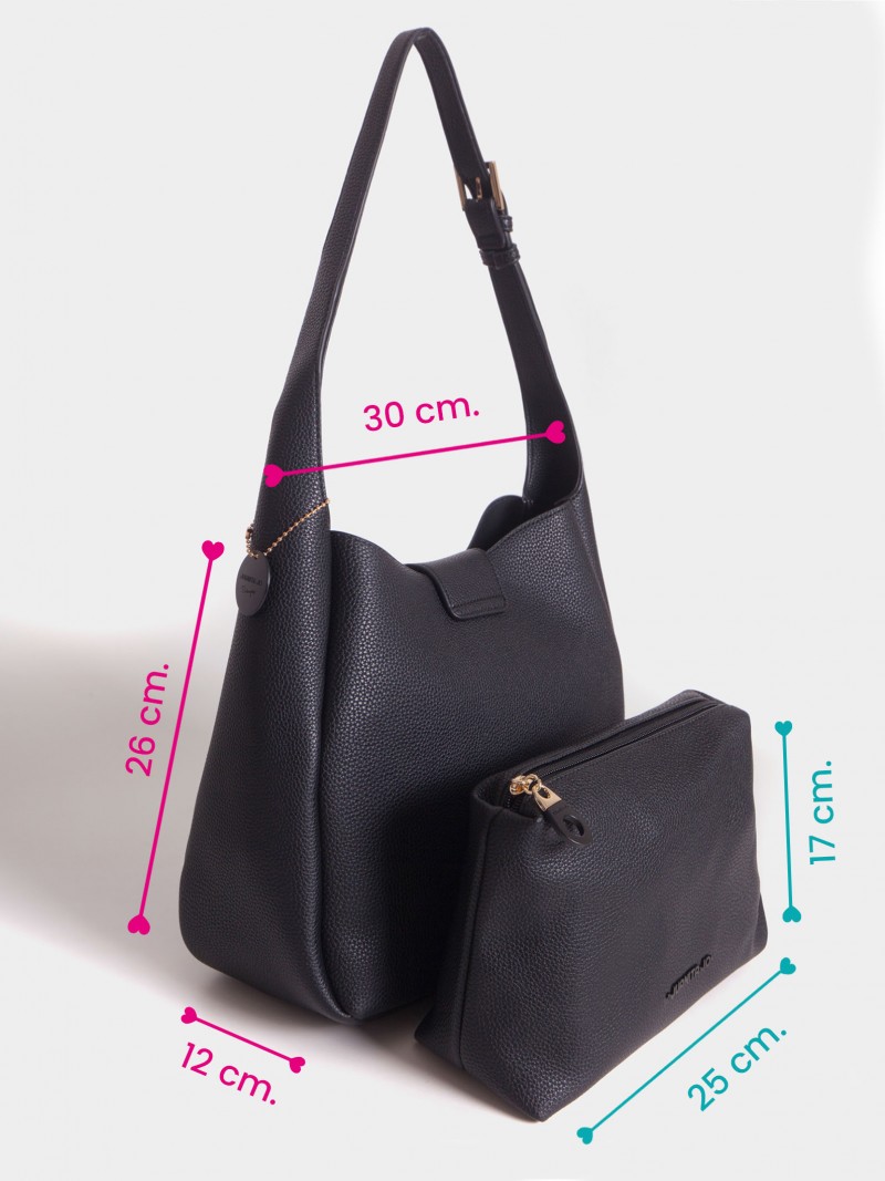 Cartera Negra tipo Bucket Mediana Lina