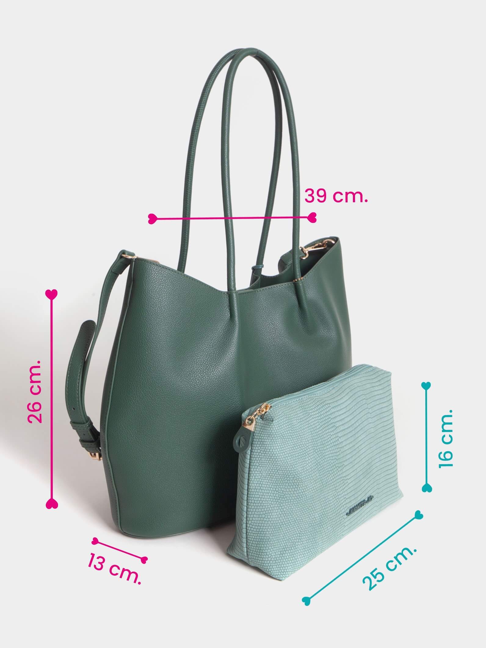 Cartera Shopper Verde Grande Alma