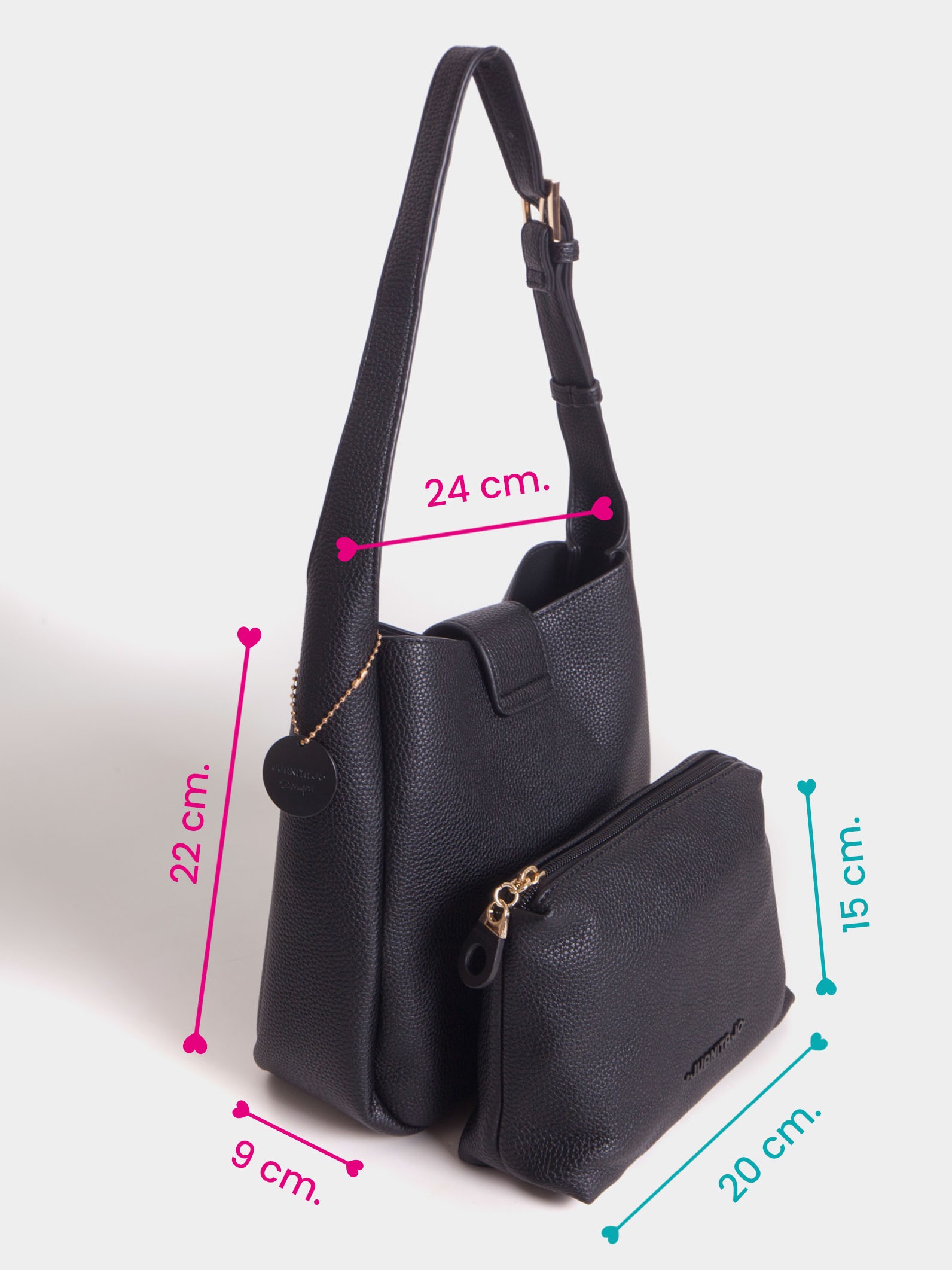 Cartera Negra tipo Bucket Chica Lina