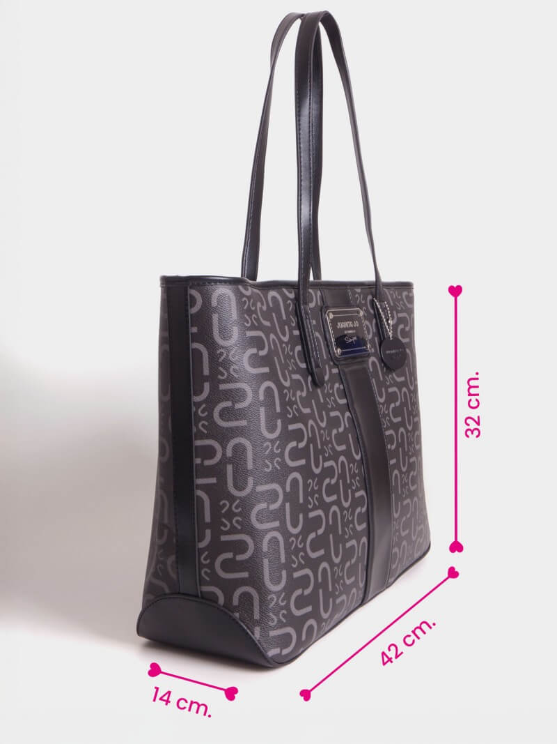 Cartera Shopper con herrajes plateados Monogram