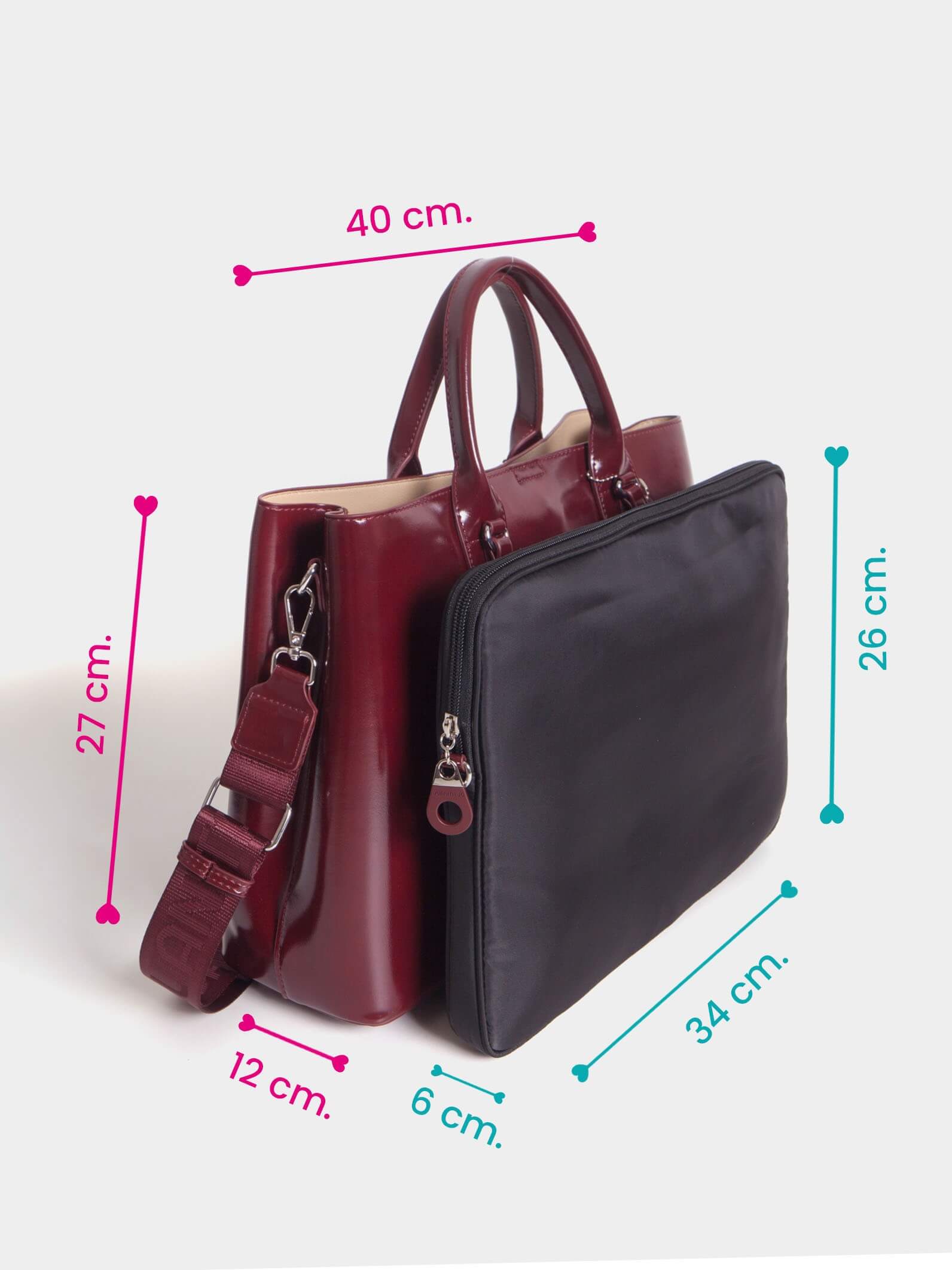 Cartera con porta Notebook Bordó Worky