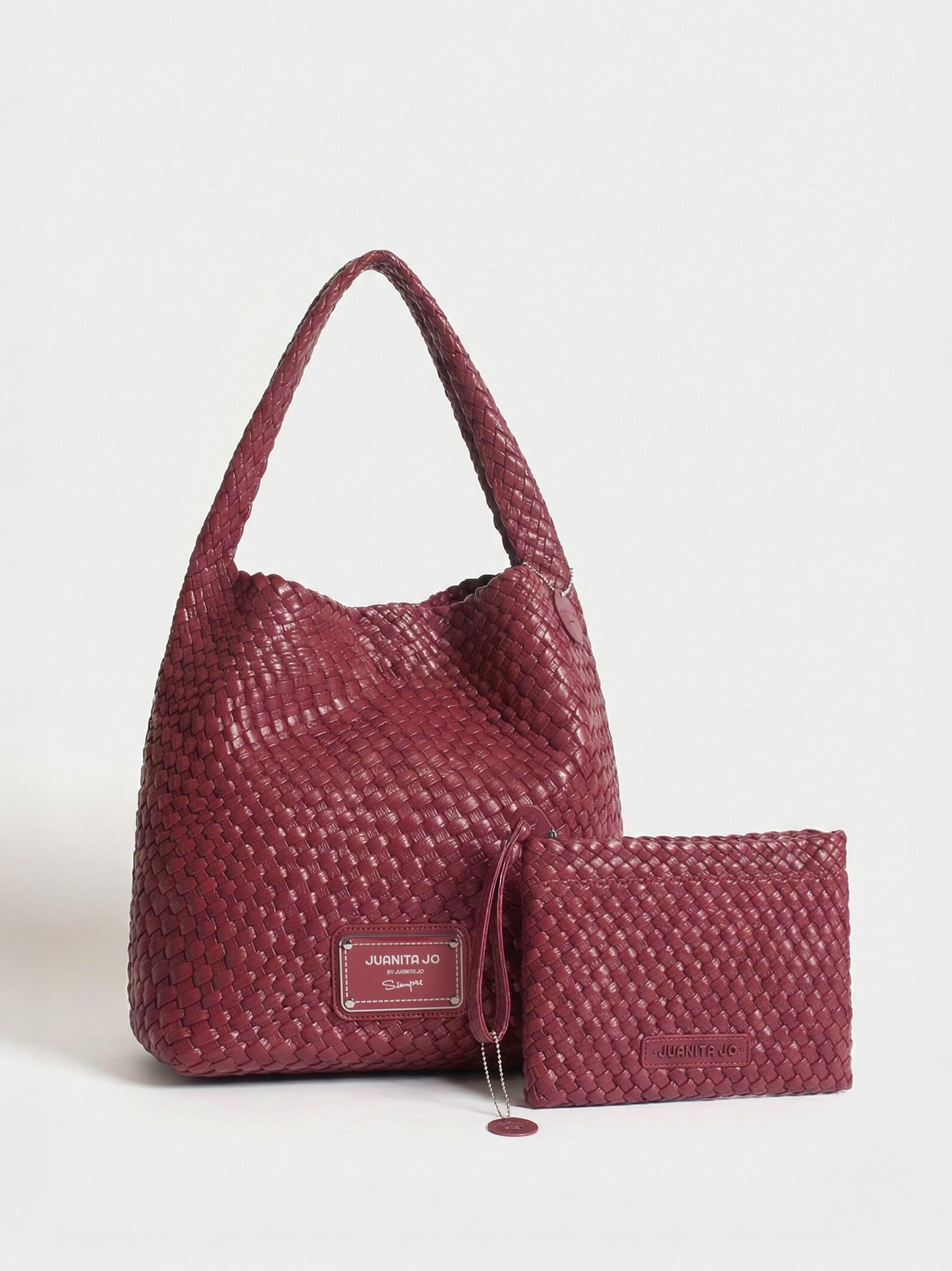 Set Lazo: Cartera mediana + Sobre pouch rectangular Bordó