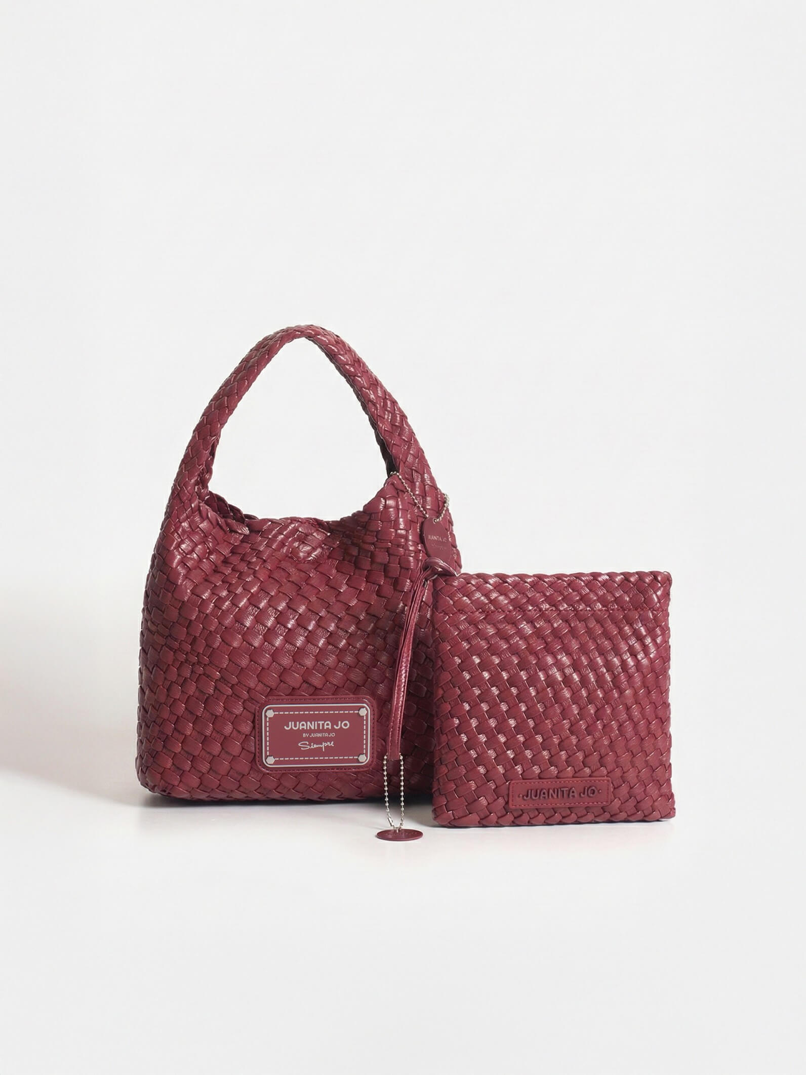 Set Lazo: Cartera chica + Sobre pouch cuadrado Bordó