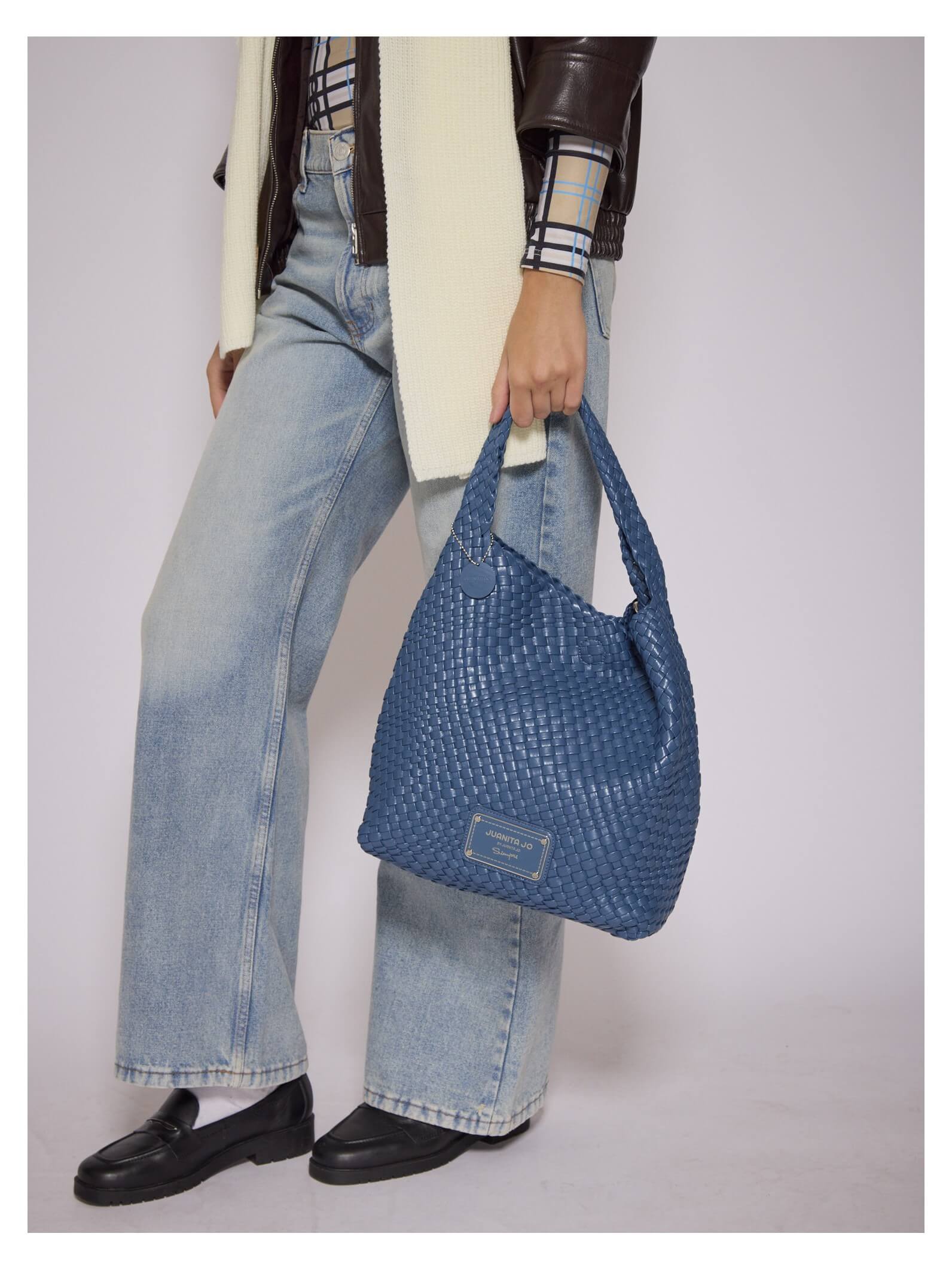 Set Lazo: Cartera mediana + Sobre pouch rectangular Azul