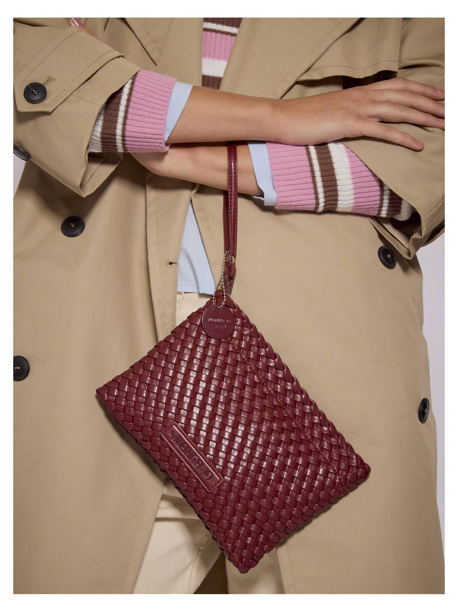 Set Lazo: Cartera mediana + Sobre pouch rectangular Bordó