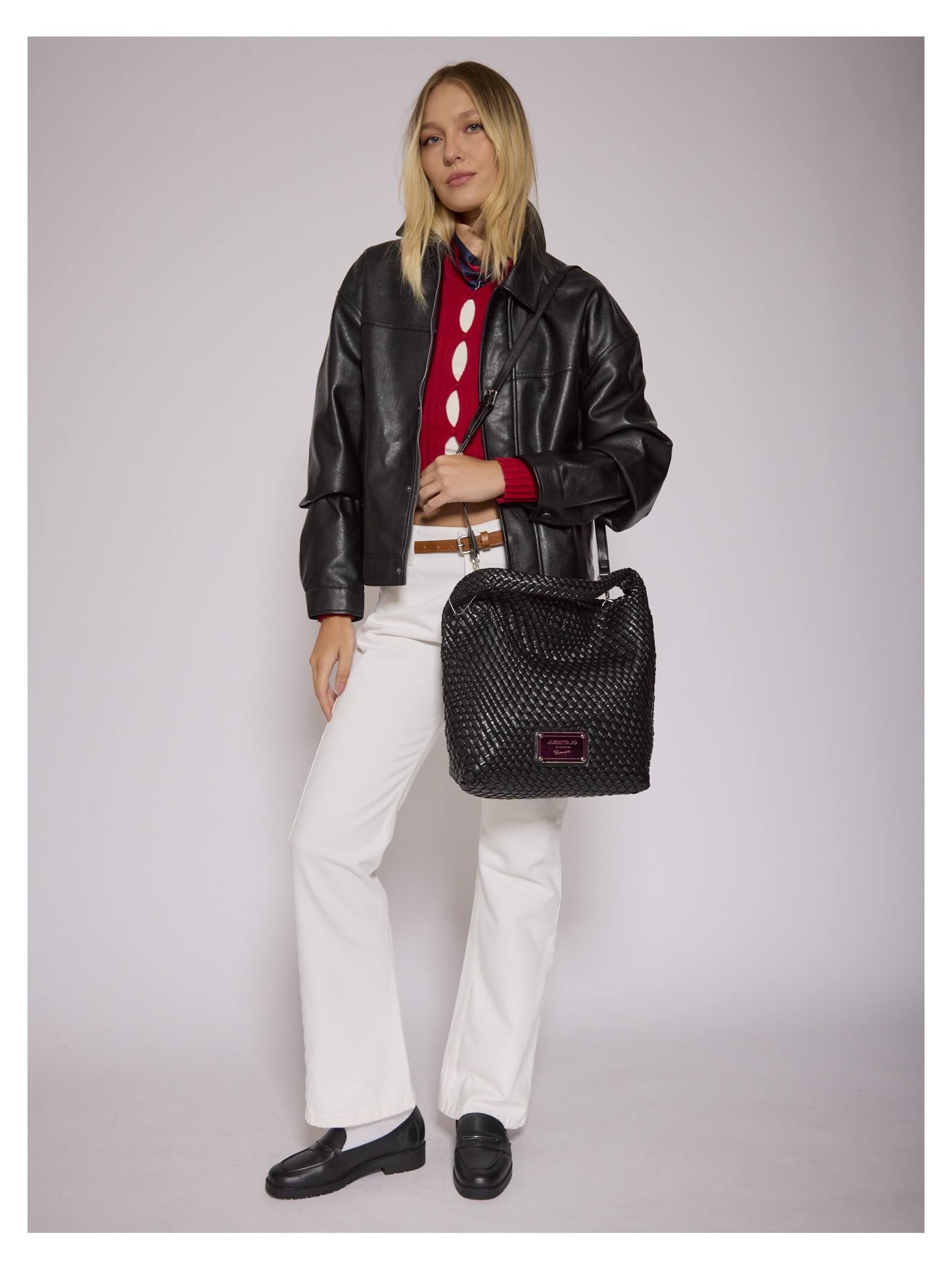 Set Lazo: Cartera mediana + Sobre pouch rectangular Negro
