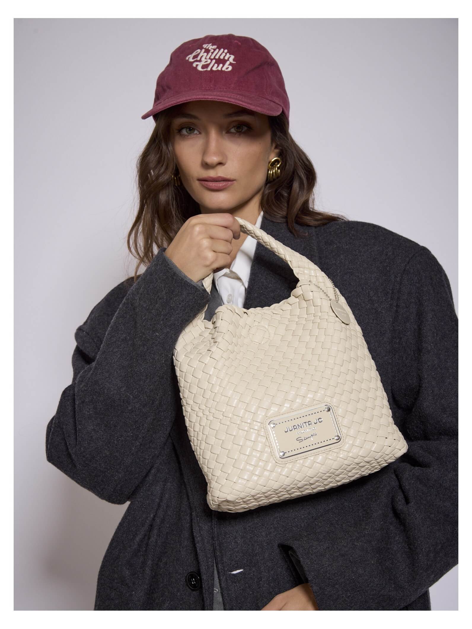 Set Lazo: Cartera chica + Sobre pouch cuadrado Crema