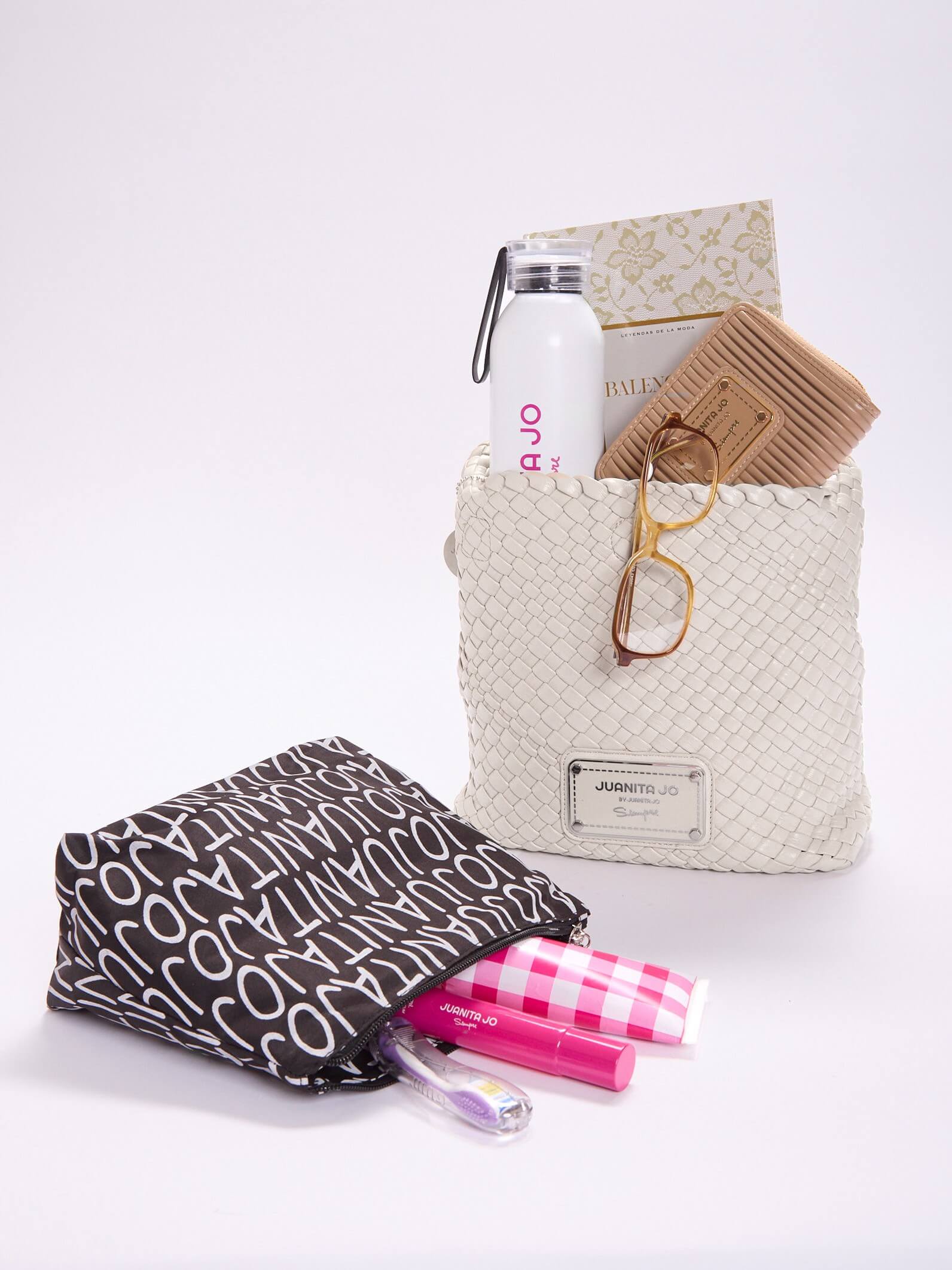 Set Lazo: Cartera chica + Sobre pouch cuadrado Crema