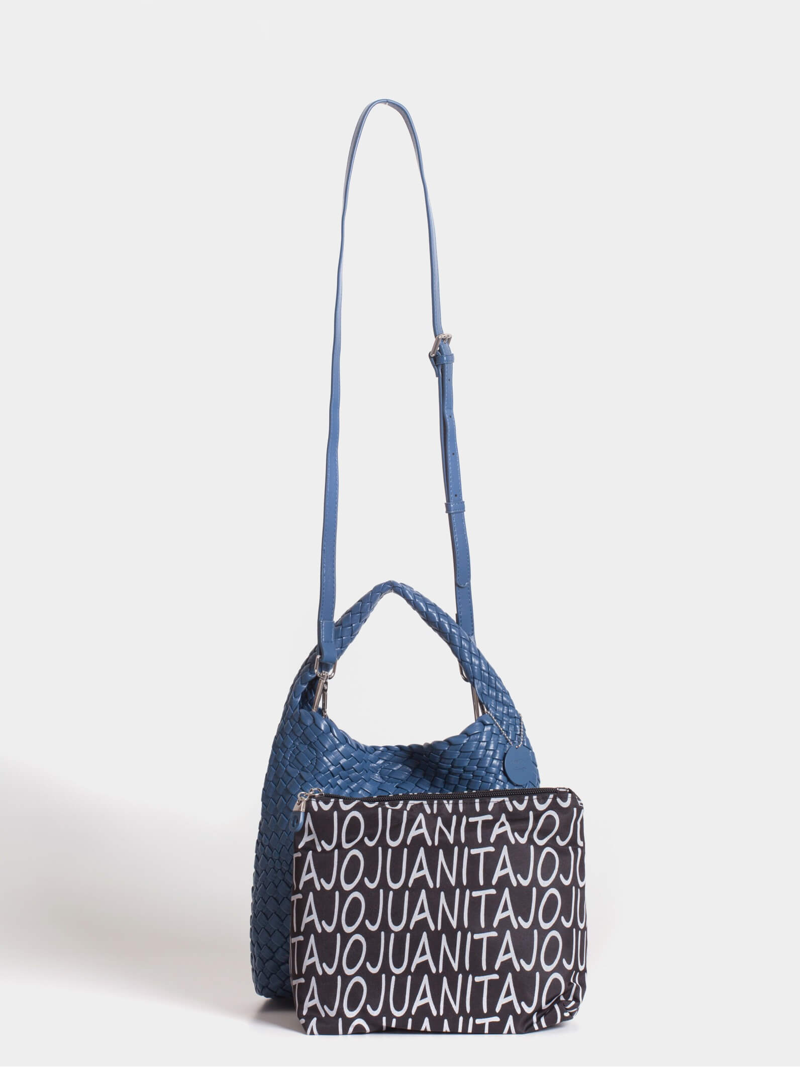 Set Lazo: Cartera chica + Sobre pouch cuadrado Azul