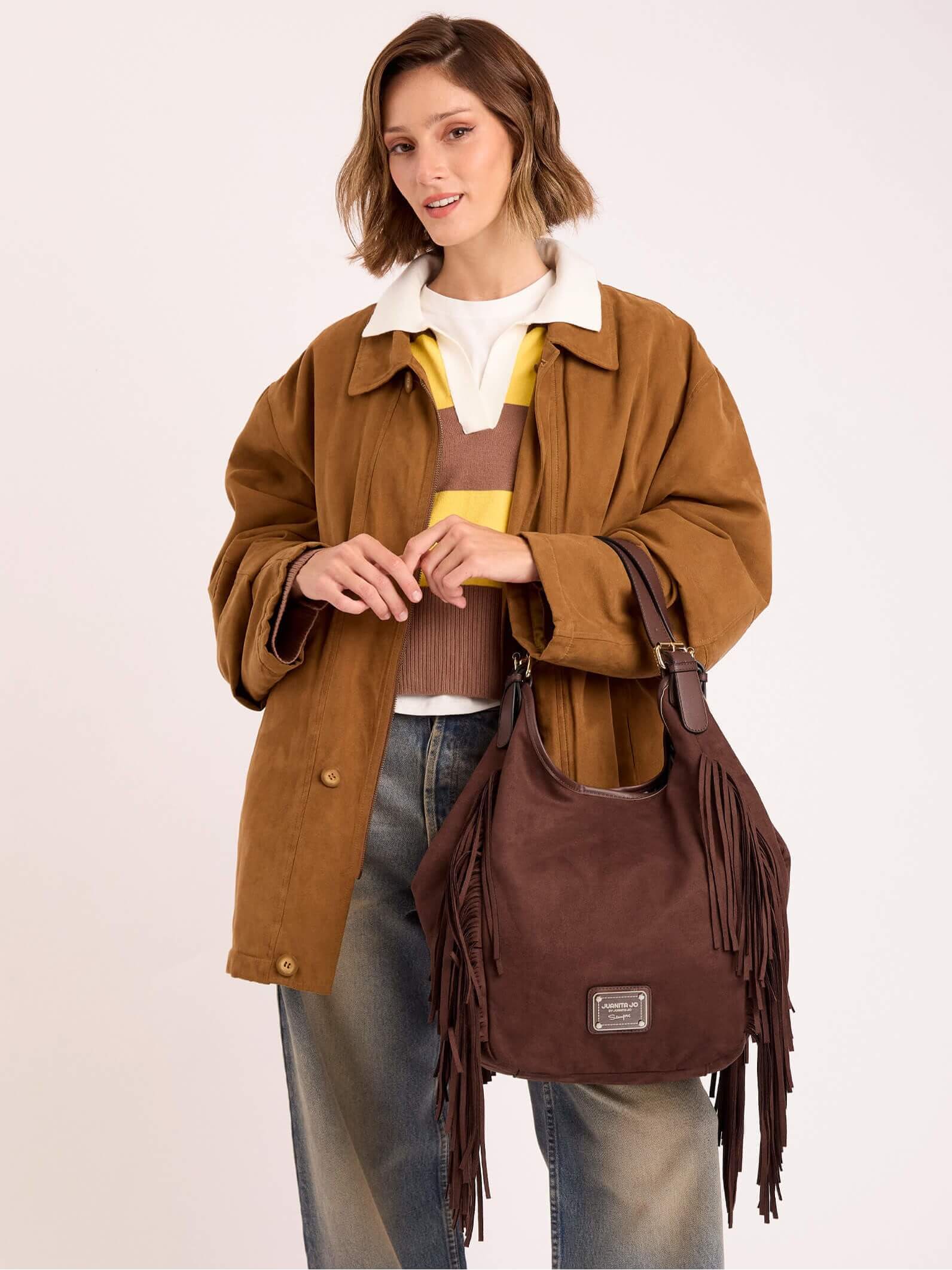 Cartera Flecos Mediana Chocolate Montana