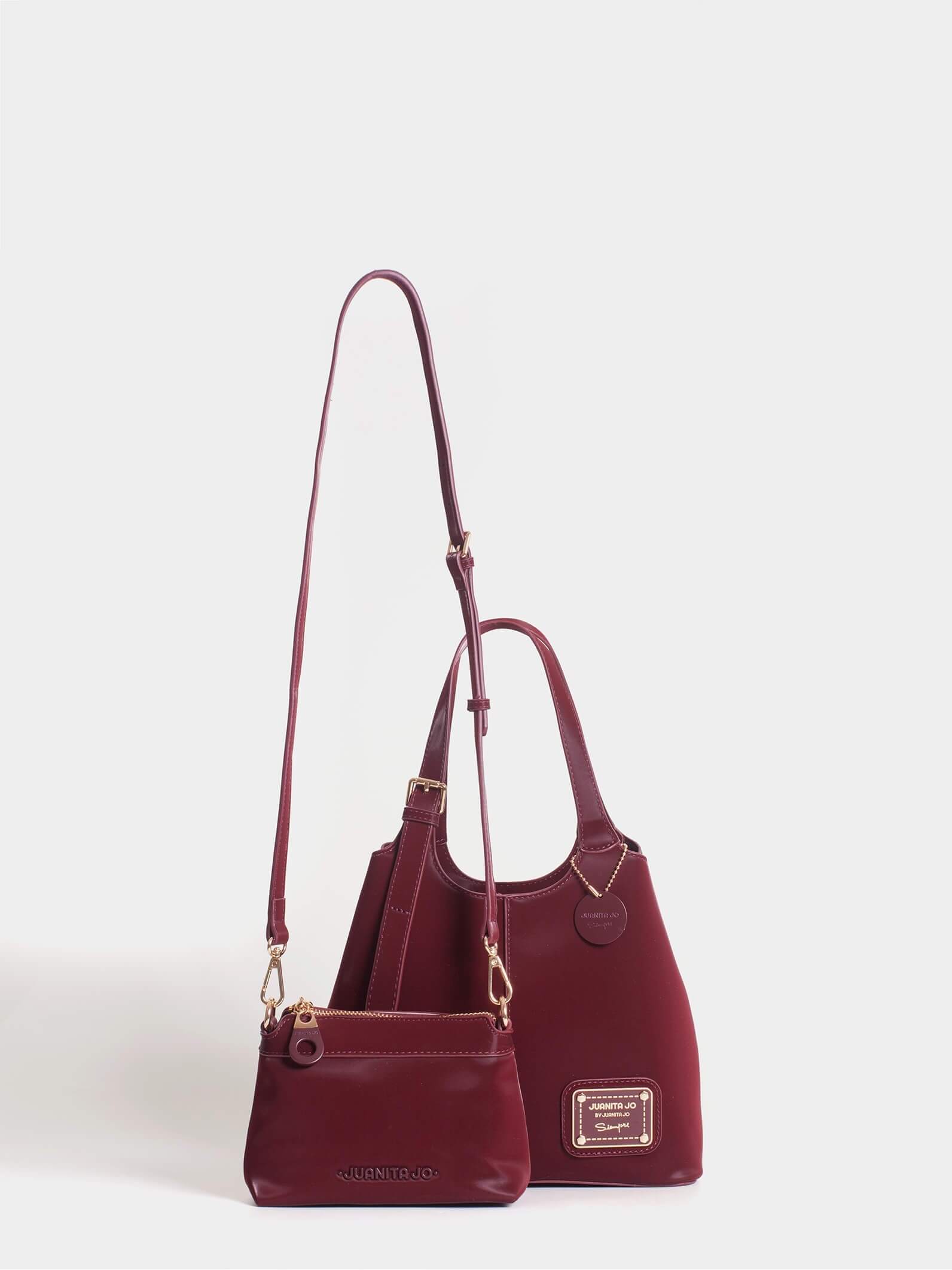 Cartera de mano y Minibag Meryl Bordó
