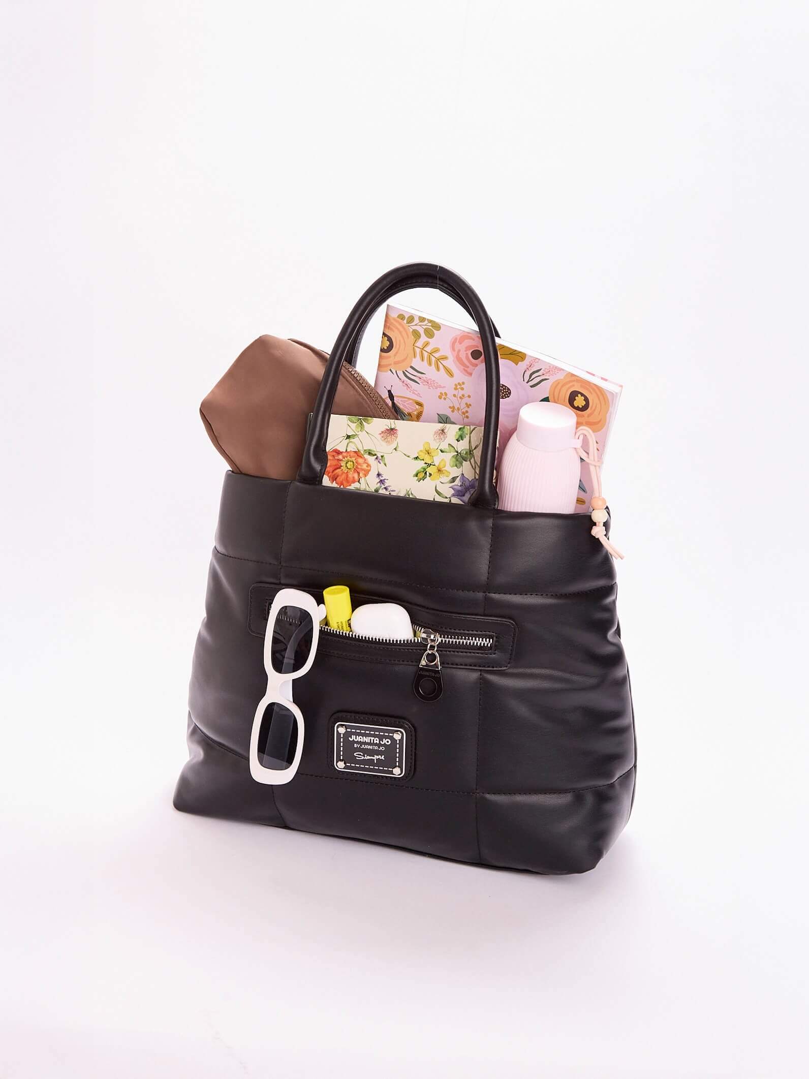 Cartera Negra Mediana Puffer