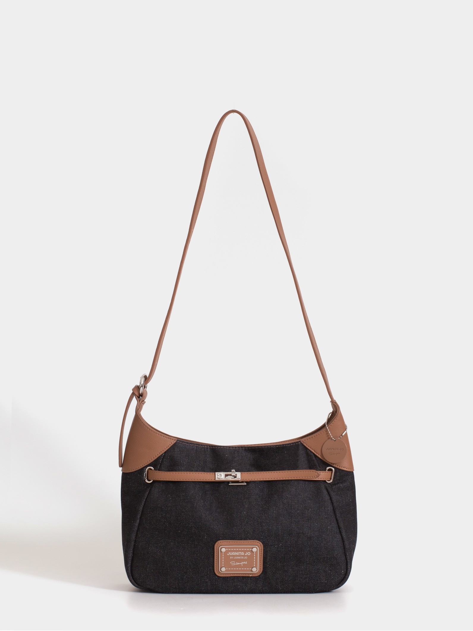 Cartera De Hombro Denim Jessie Negro y Suela